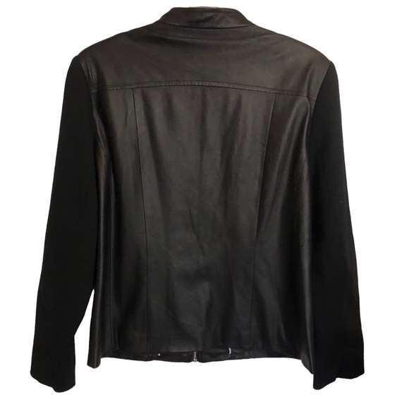 Tanjay Petite Black Faux Leather Blazer with full zip - Picture 2 of 4